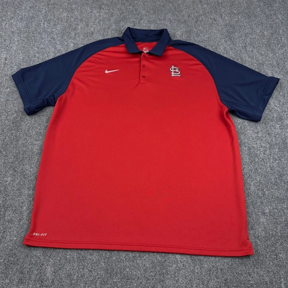 Nike‎ St. Louis Cardinals Performance Polo Shirt Men's XXL Red MLB Dri-FIT Golf